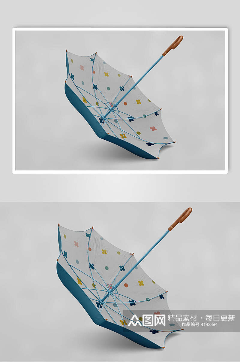 蓝色创意雨伞设计样机素材