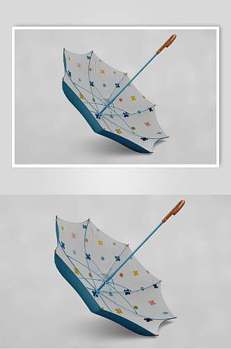 蓝色创意雨伞设计样机