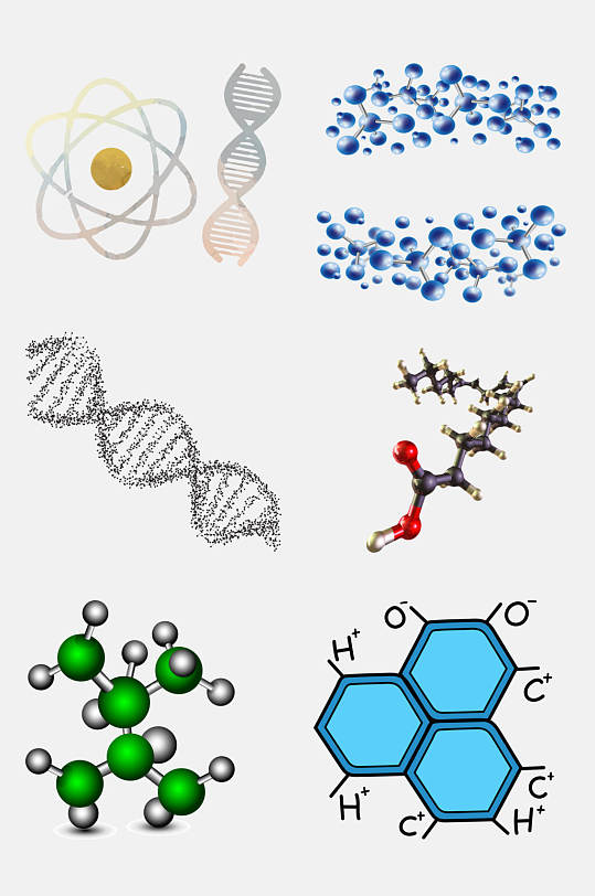 时尚立体化学分子结构图案免抠素材