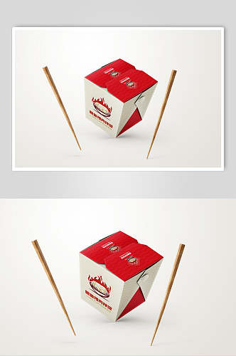 红黄筷子创意大气食品包装设计样机