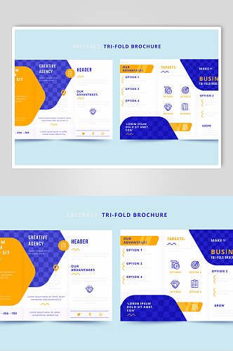简约蓝色三折页设计矢量素材