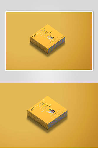 方形黄色创意大气画册书籍展示样机