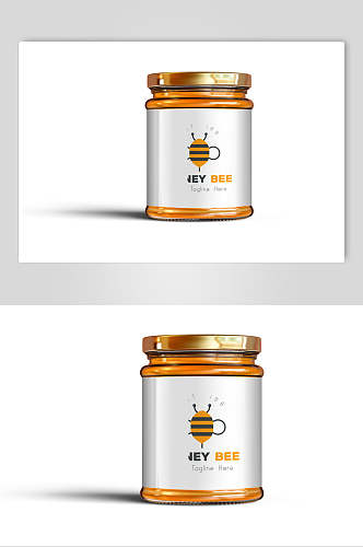 图标黄创意大气蜂蜜罐包装展示样机