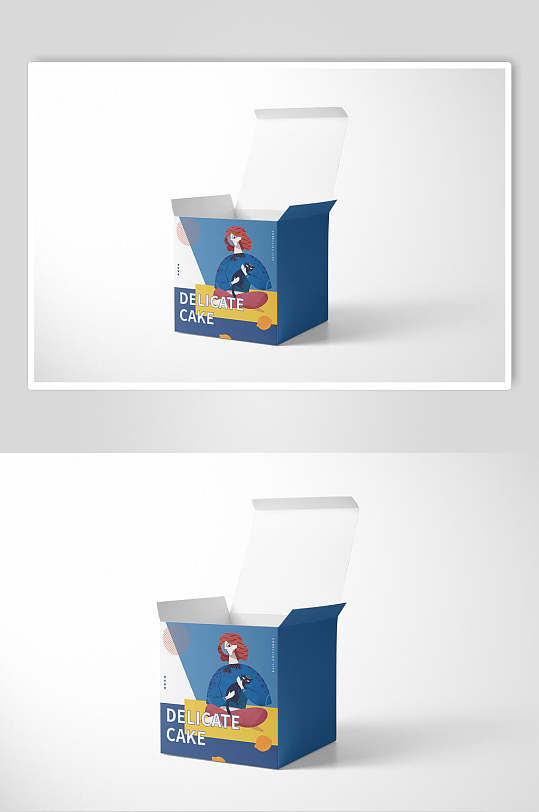 蓝色正方形盒子样机-众图网