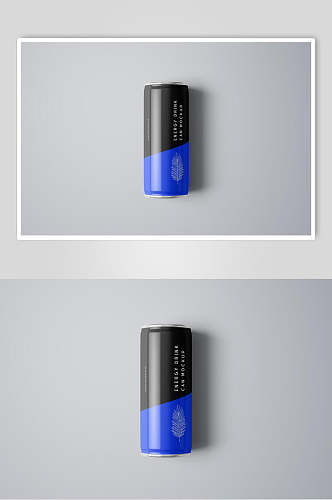 蓝黑撞色极简易拉罐包装展示样机