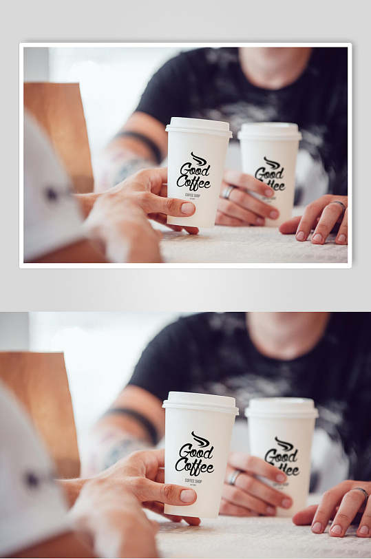 朦胧杯子白色咖啡品牌包装展示样机
