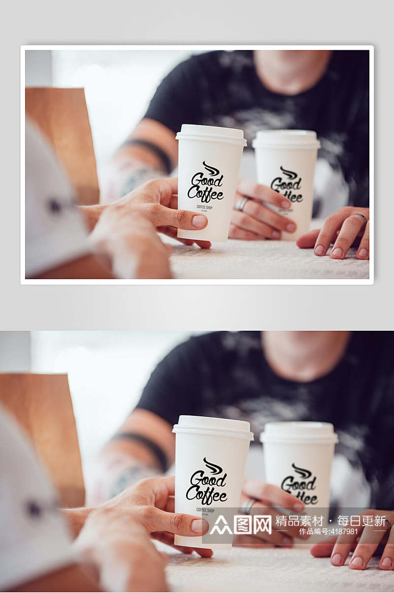 朦胧杯子白色咖啡品牌包装展示样机素材