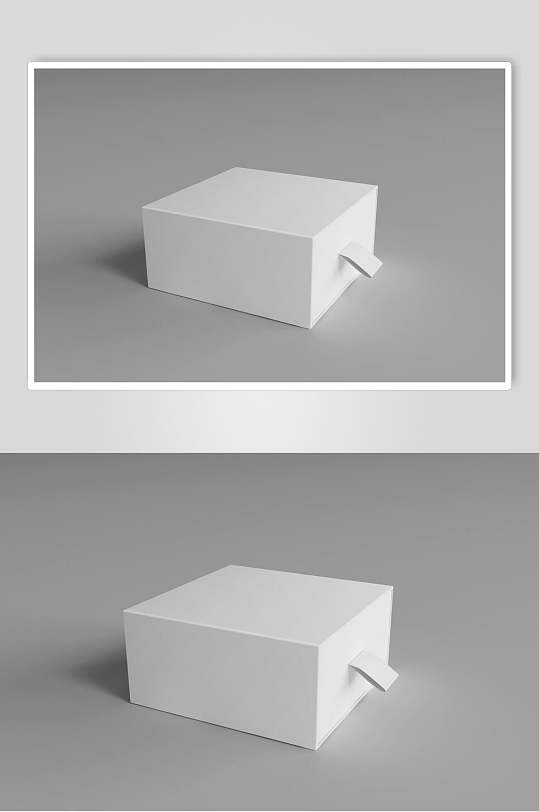 盒子灰色方形创意纸盒抽拉盒样机