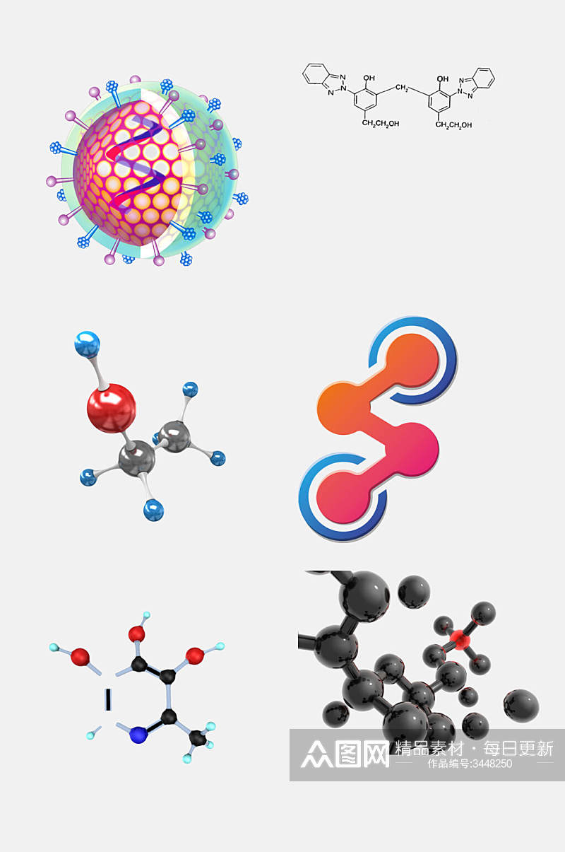 彩色圆球分子免抠设计素材素材