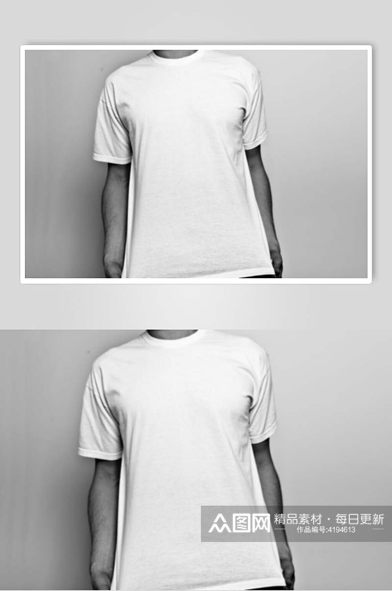 白色短袖T恤服装贴图样机素材