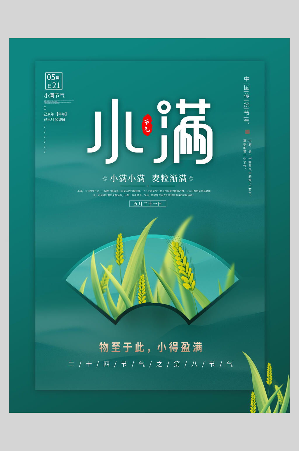 传统二十四节气小满海报素材