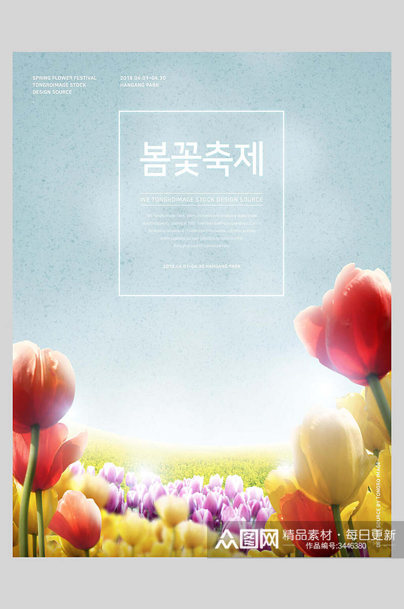 唯美韩式郁金香花卉海报素材