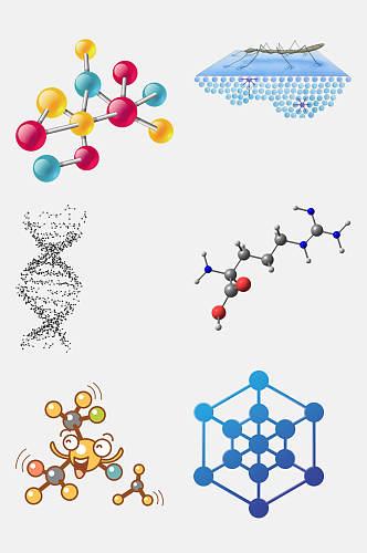 立体化学分子结构图案免抠设计素材