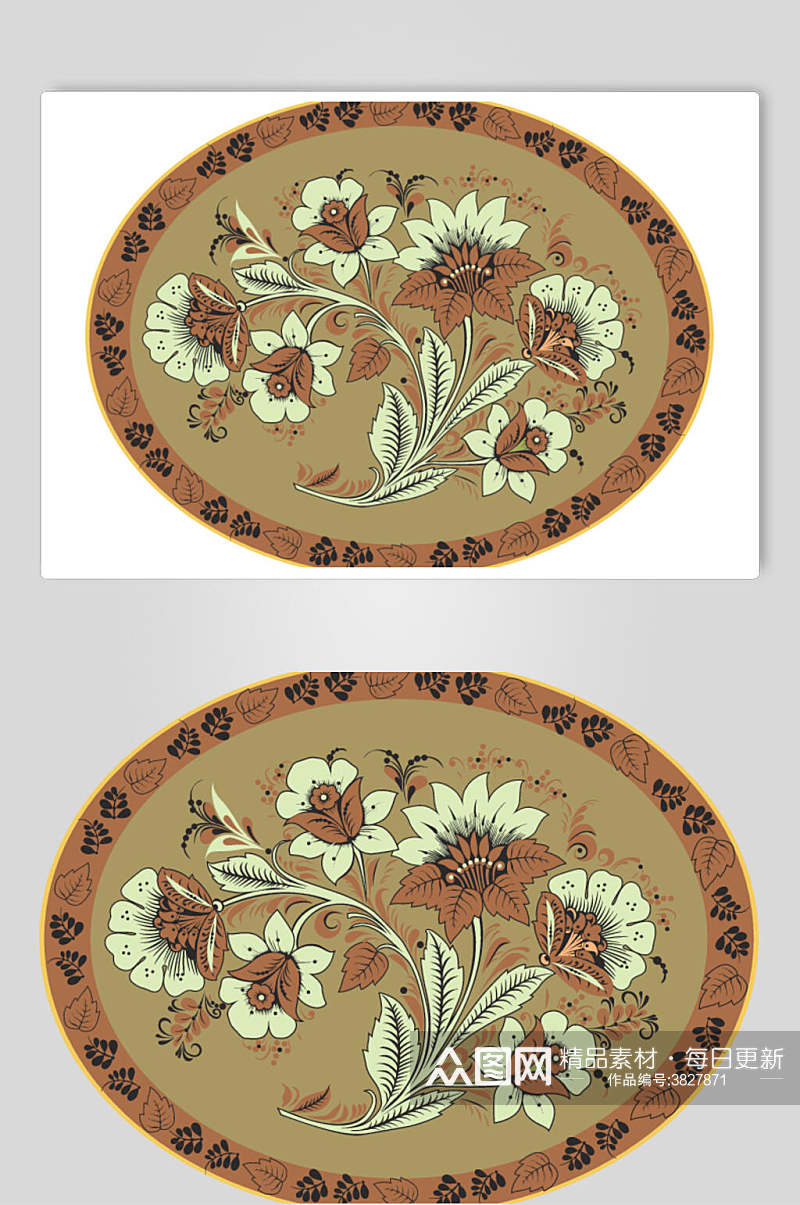 花卉中国古典图案矢量素材素材