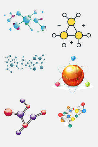 炫彩化学分子结构图案免抠设计素材