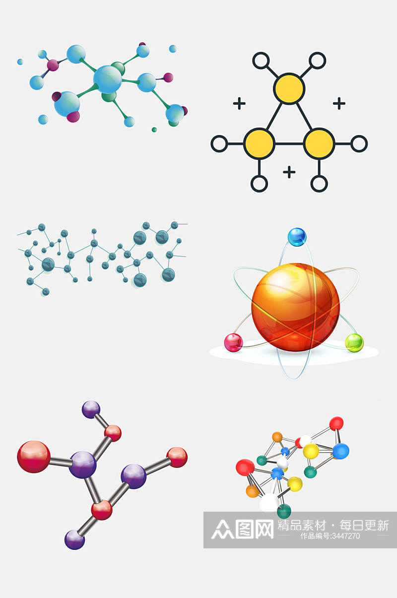 炫彩化学分子结构图案免抠设计素材素材