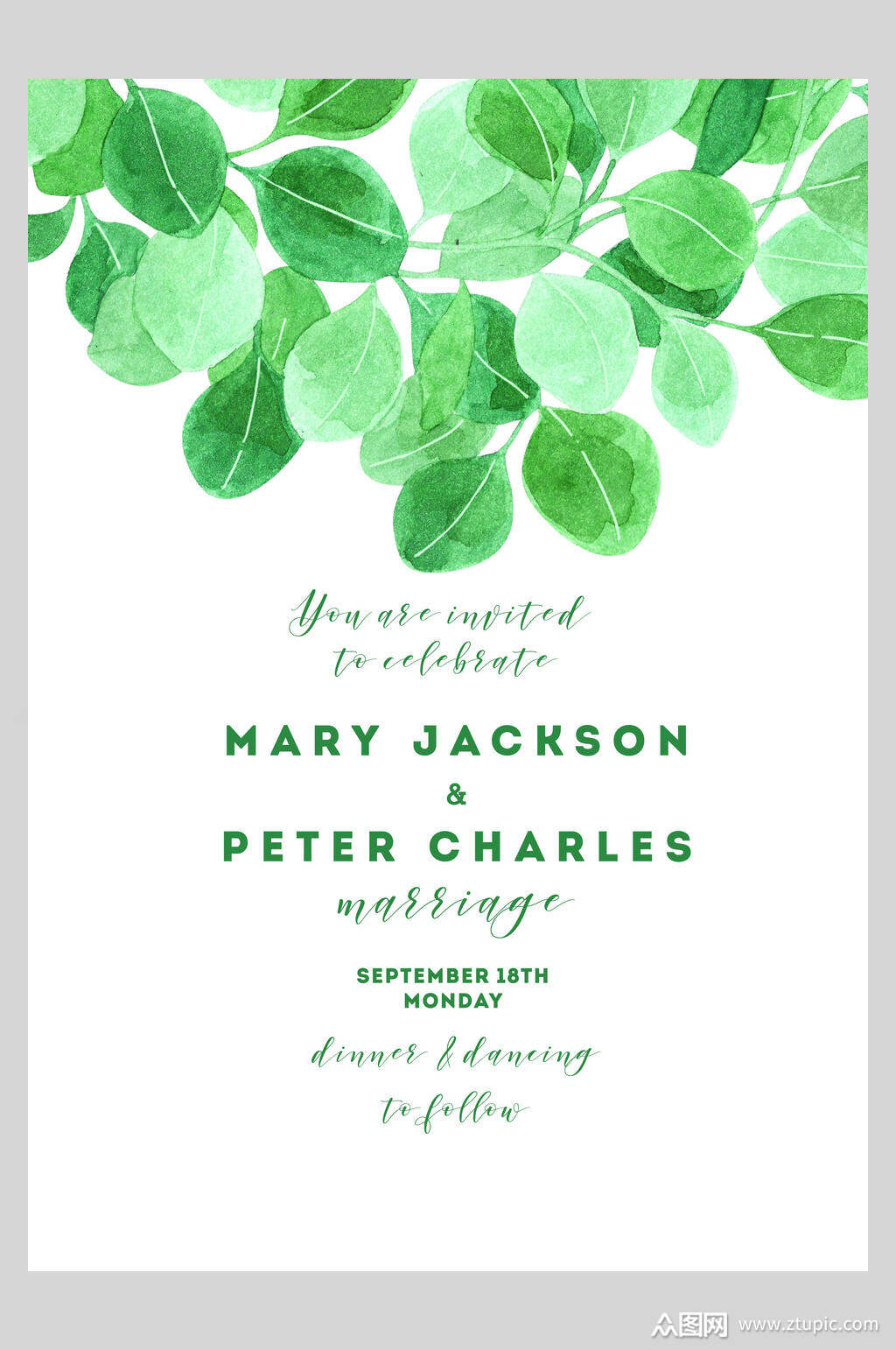 绿色清新植物卡片海报素材