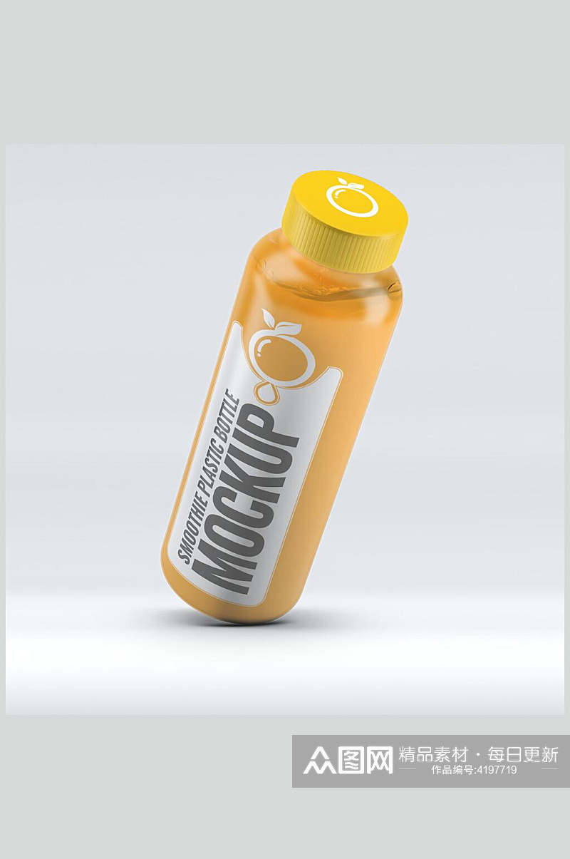 黄白英文创意大气饮料塑料瓶样机素材