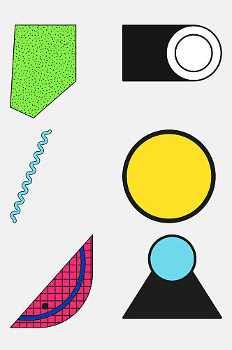 彩色孟菲斯几何图形免抠设计素材