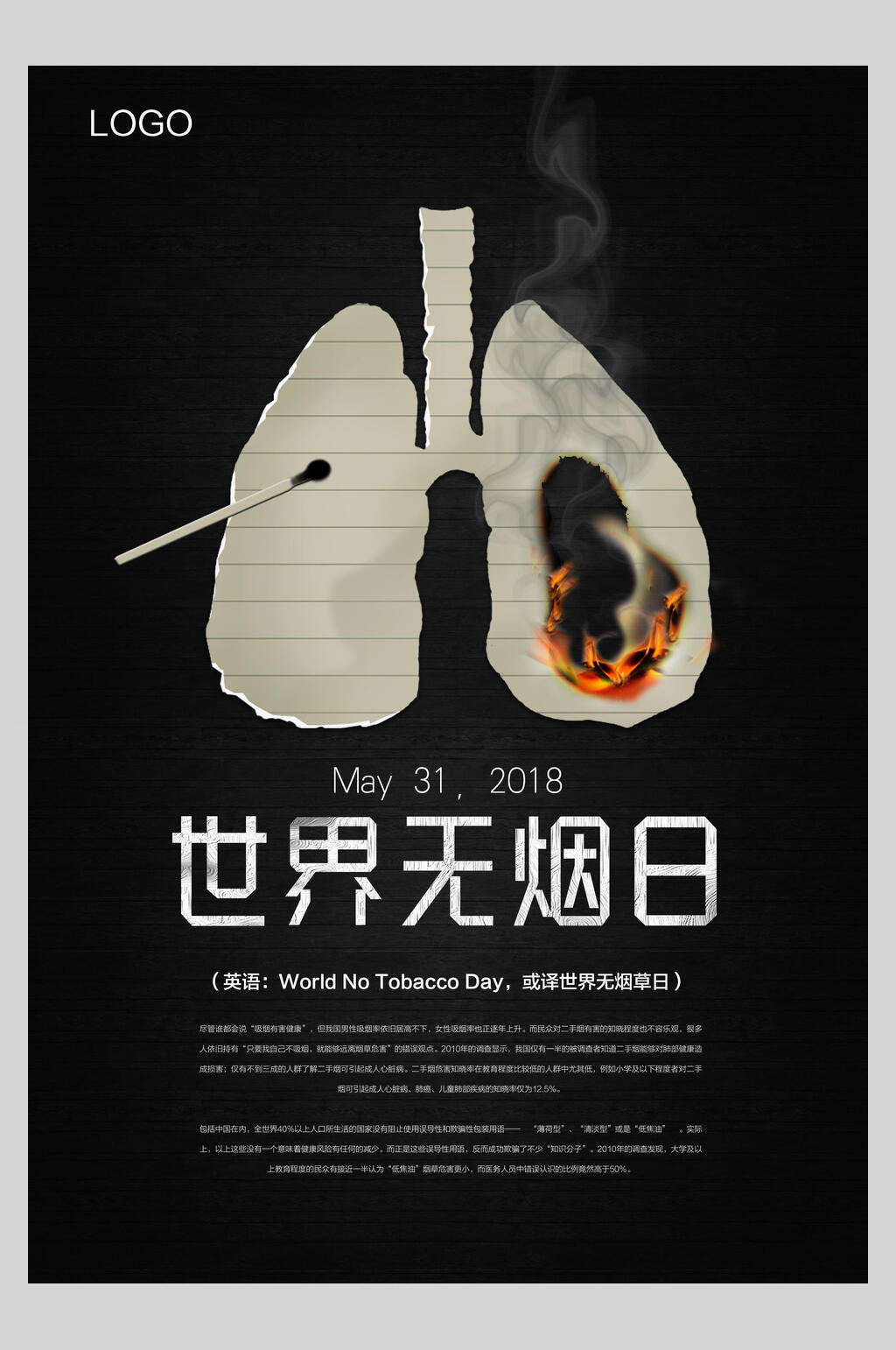 创意肺部禁止吸烟海报素材
