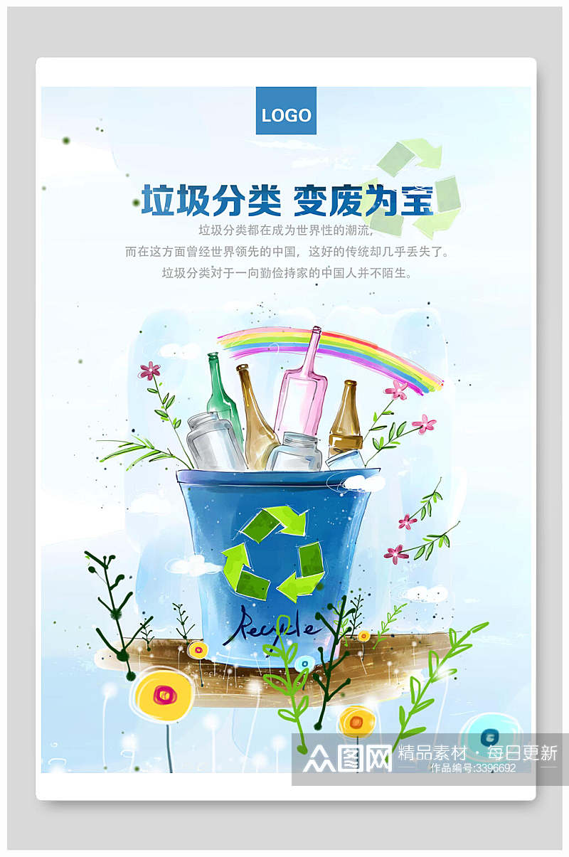 垃圾分类绿色环保节能海报素材