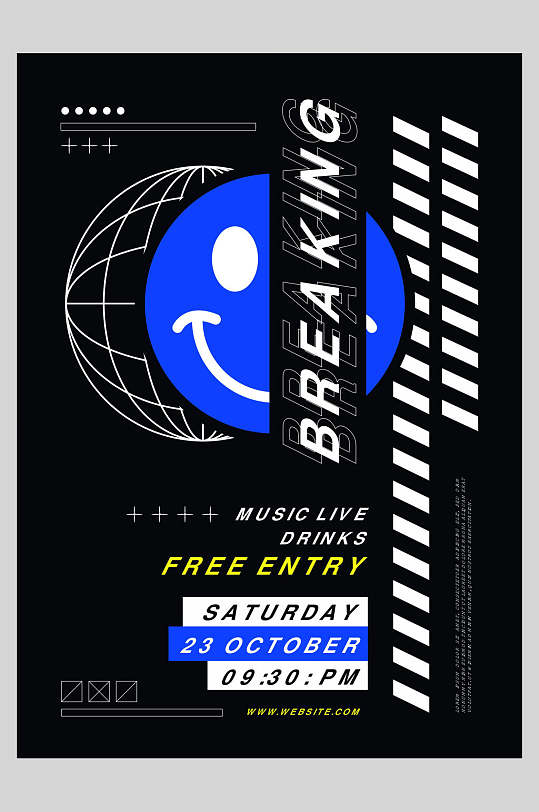 蓝色笑脸分割创意海报