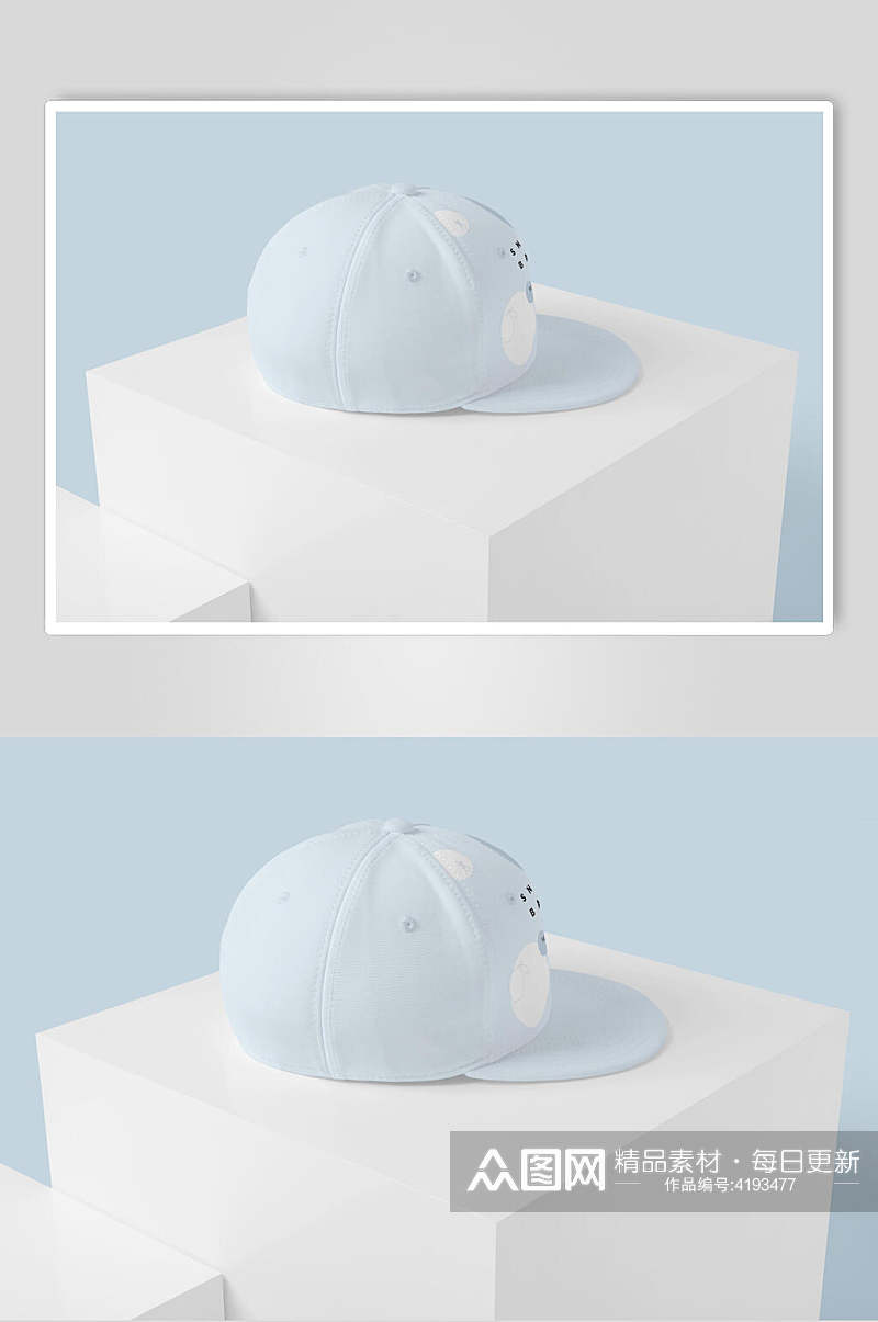 淡蓝色棒球帽鸭舌帽样机素材