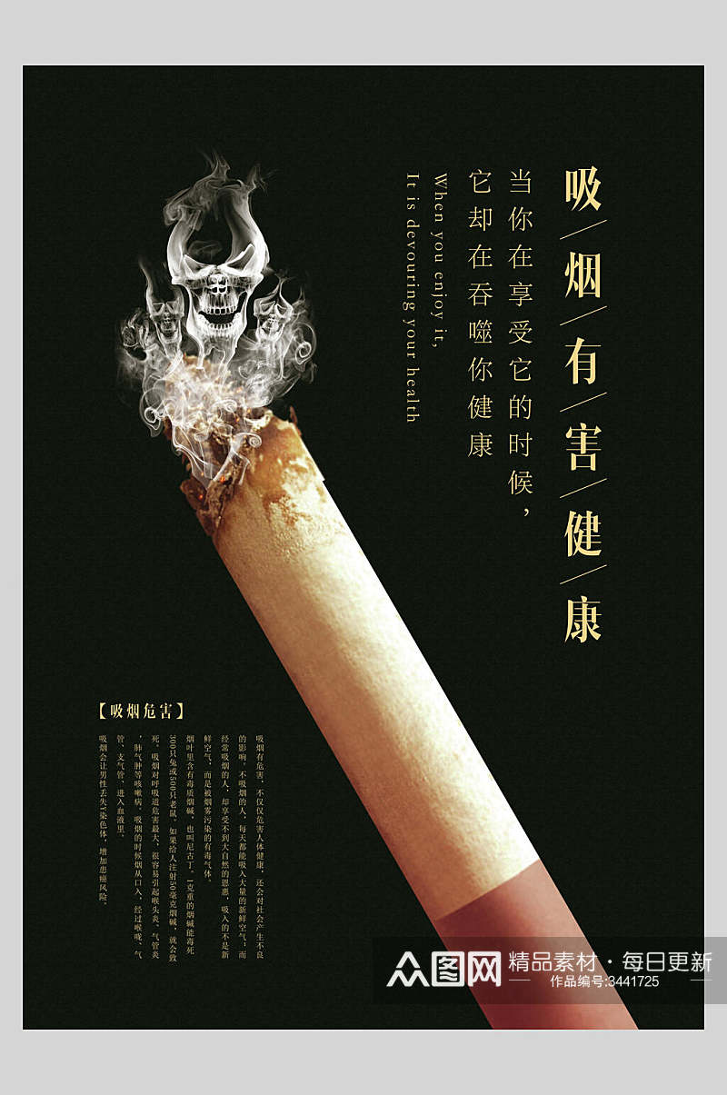 烟头插图禁止吸烟海报素材