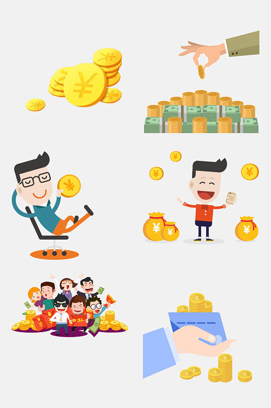 卡通金融金幣免摳元素