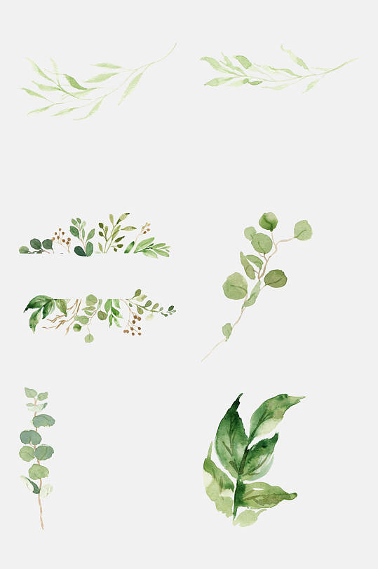 清新綠色手帳植物免摳素材