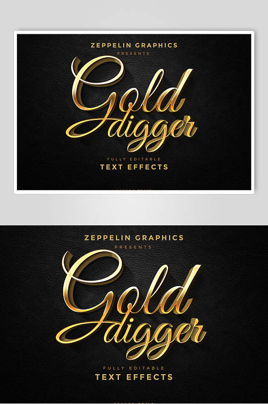 金黑立体字体样机-众图网