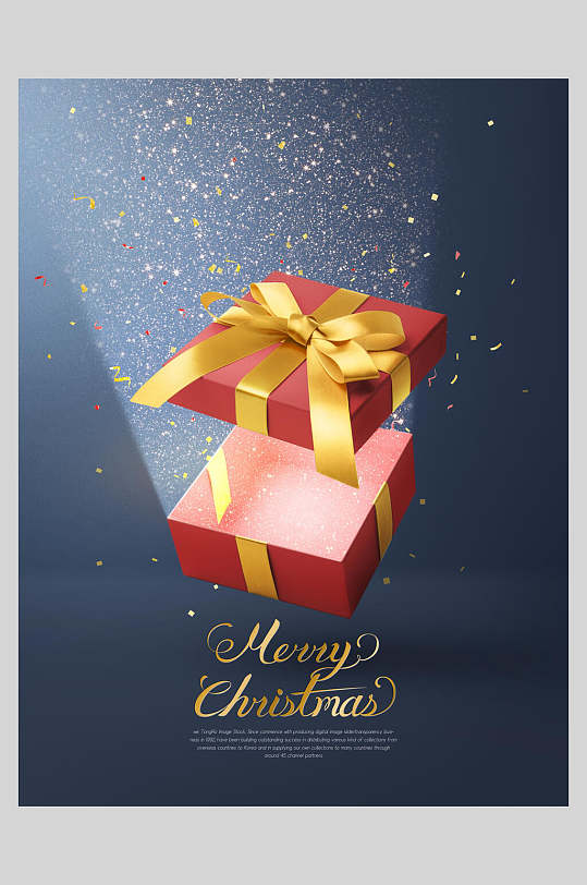 红色圣诞礼物盒子海报