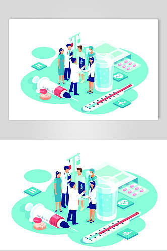 医务人员针筒测量仪器医疗商务插画