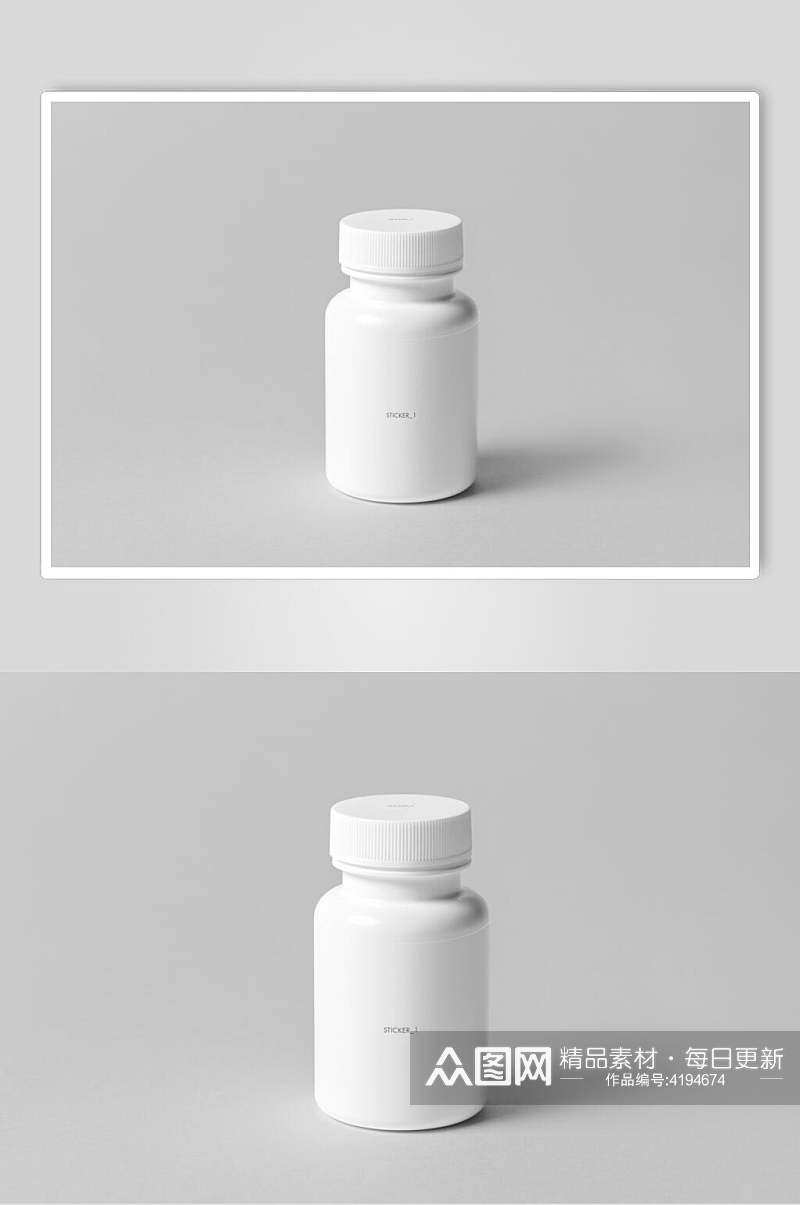 白色瓶子盒子包装样机素材