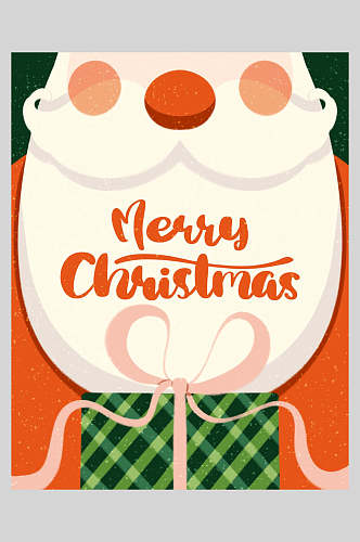 白胡子圣诞老人圣诞插画海报