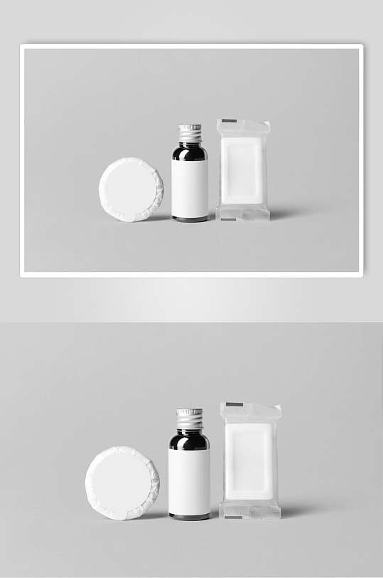 瓶子灰白创意大气肥皂盒包装样机