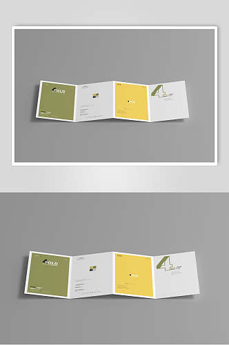 简单四折页小册子设计贴图样机