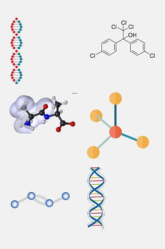 炫彩化学分子结构图案免抠素材