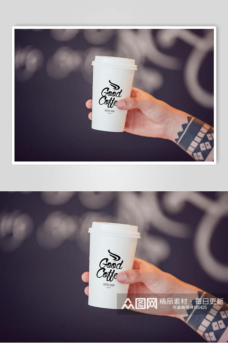 创意纸杯子咖啡品牌包装展示样机素材