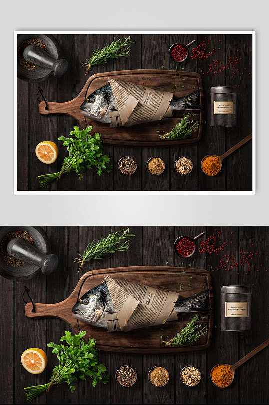 精致纸包鱼美食海报