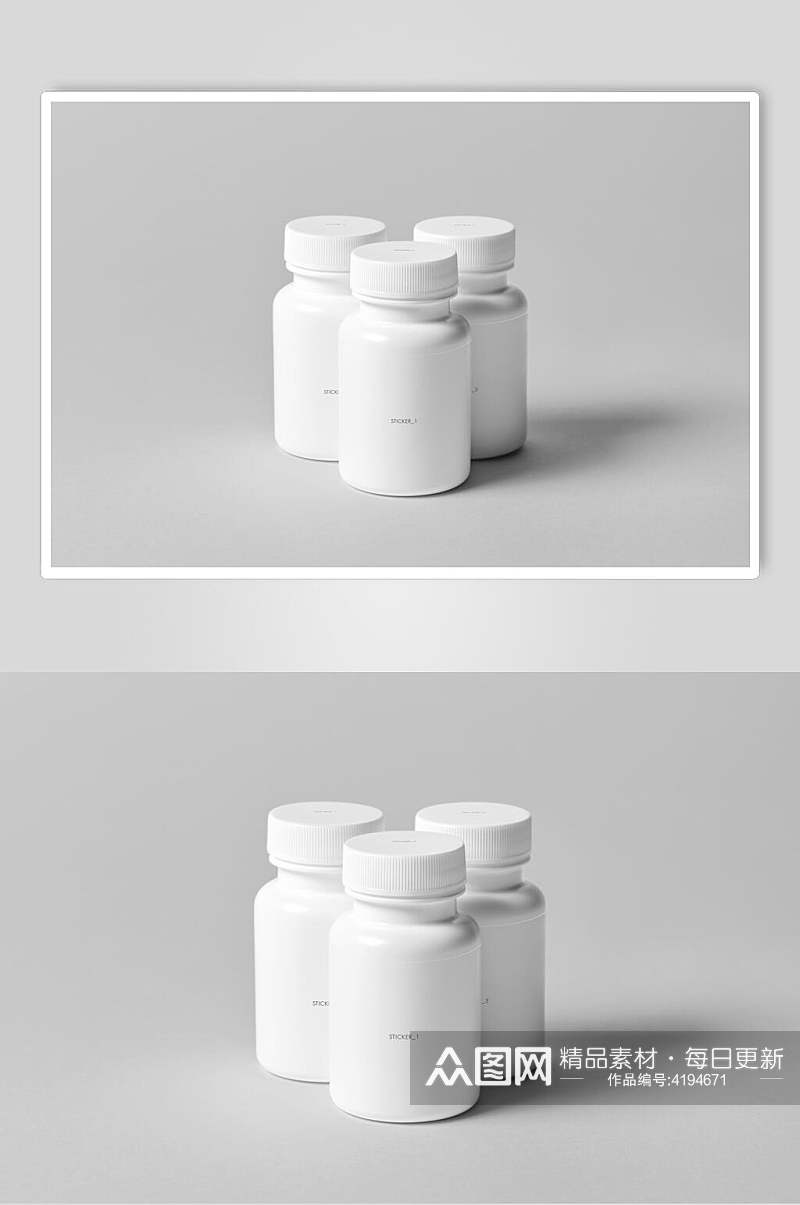 白色简约圆形瓶子盒子包装样机素材