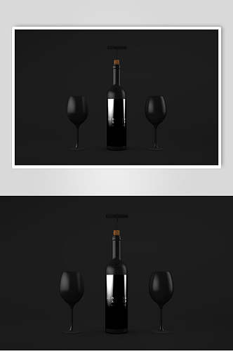瓶子黑色创意红酒类包装展示样机