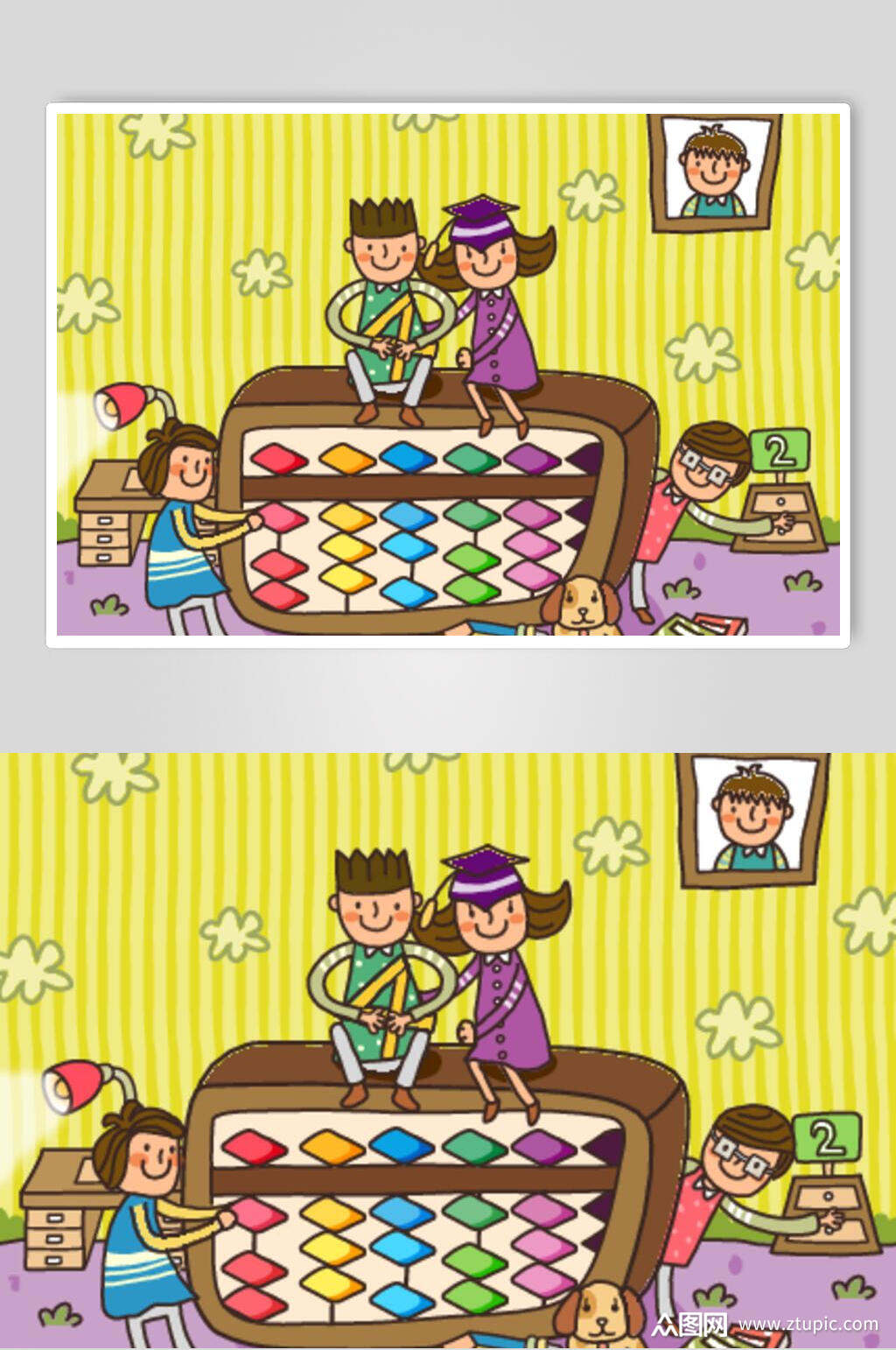 算盘卡通唯美彩色儿童学习矢量插画素材免费下载,本作品是由苍泽上传