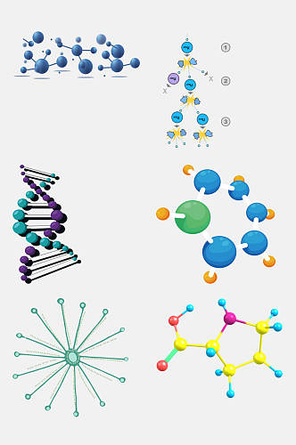 立体化学分子结构图案免抠素材