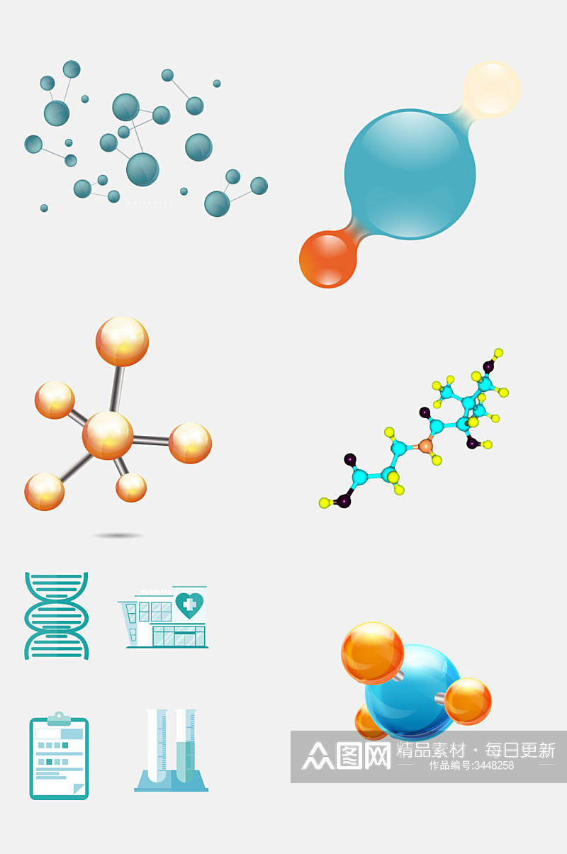 立体时尚圆球分子免抠设计素材素材