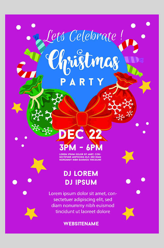 紫色糖果欧美圣诞矢量海报-众图网