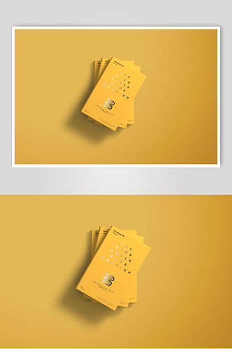 黄色立体留白清新画册书籍展示样机