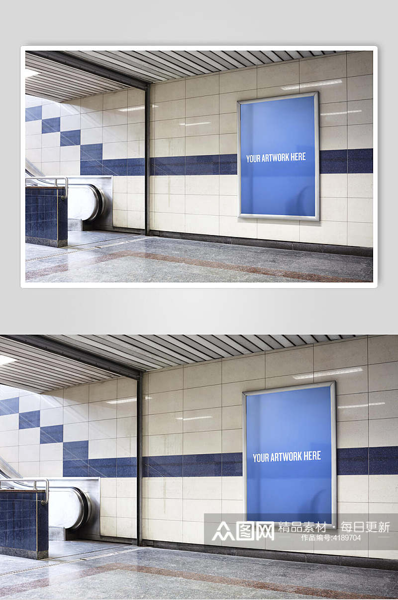 简约室外创意大气地铁广告海报样机素材