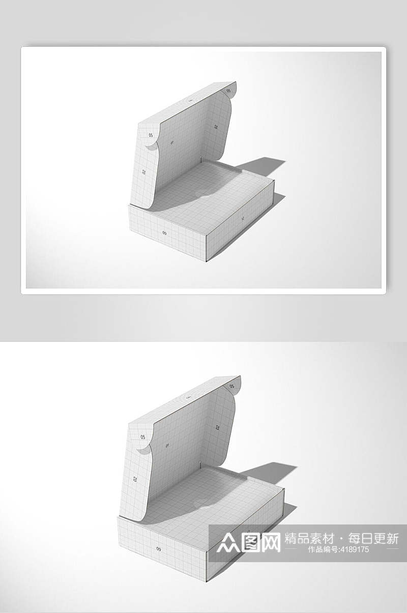 打开阴影极简时尚包装盒贴图样机素材