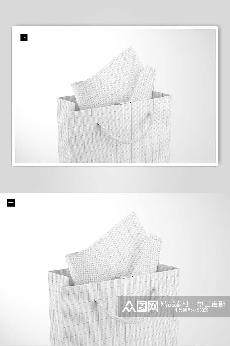 袋子线条创意大气礼品袋礼品盒样机素材